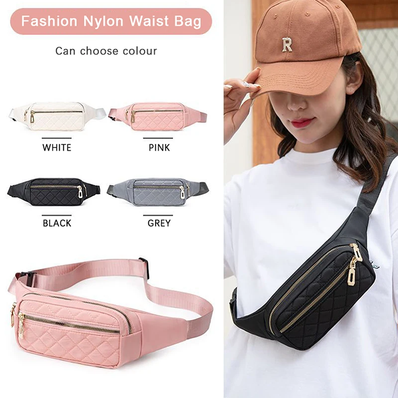 

Women Plaid Waist Bag Female Canvas Waterproof Belt Bags Designer Crossbody Chest Bag Ladies Fashion Fanny Pack