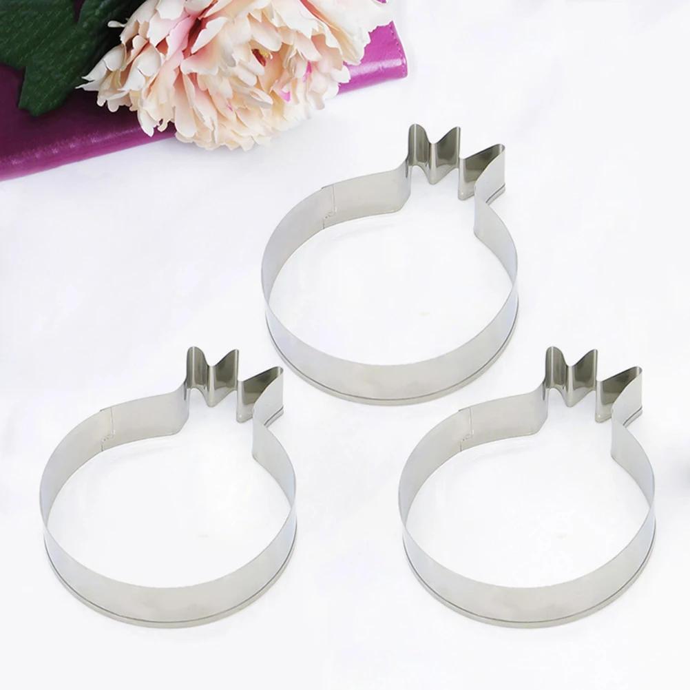 

3 Pcs Pomegranate Cookie Cutters Cake Steel Molds Cookies Silver Baking Biscuit Child