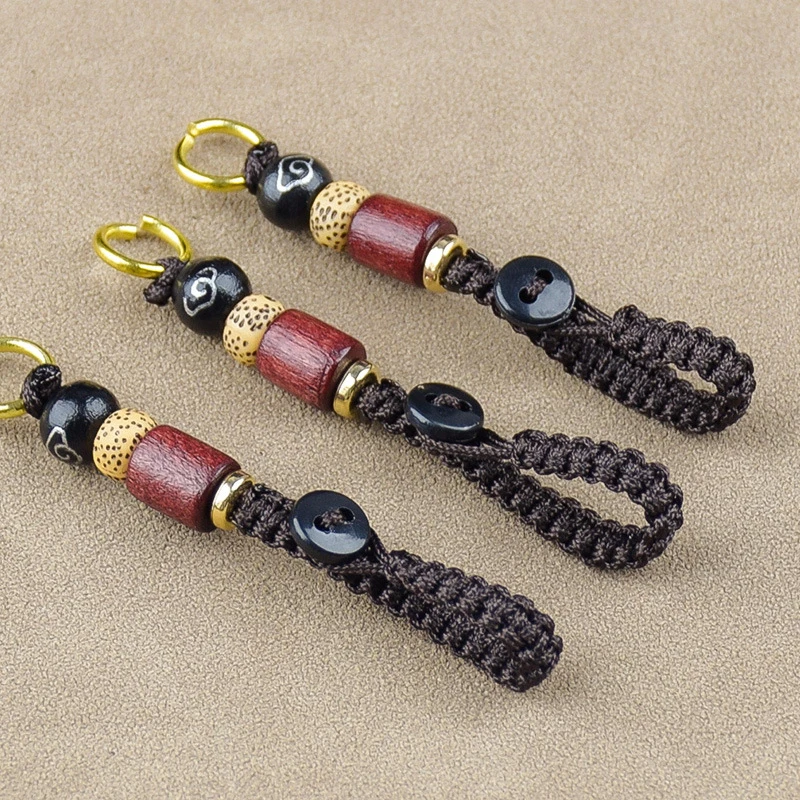 Chinese Style Key Lanyard Braided Rope Keychain DIY Xiangyun Rope Keyring Sandalwood Rope Pendant Key Accessories