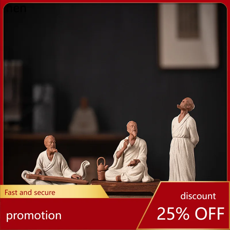 Cz1 ceramic historical figures ornaments tea saint lu yu bo ya zhong ziqi   tea room living room decoration furnishings