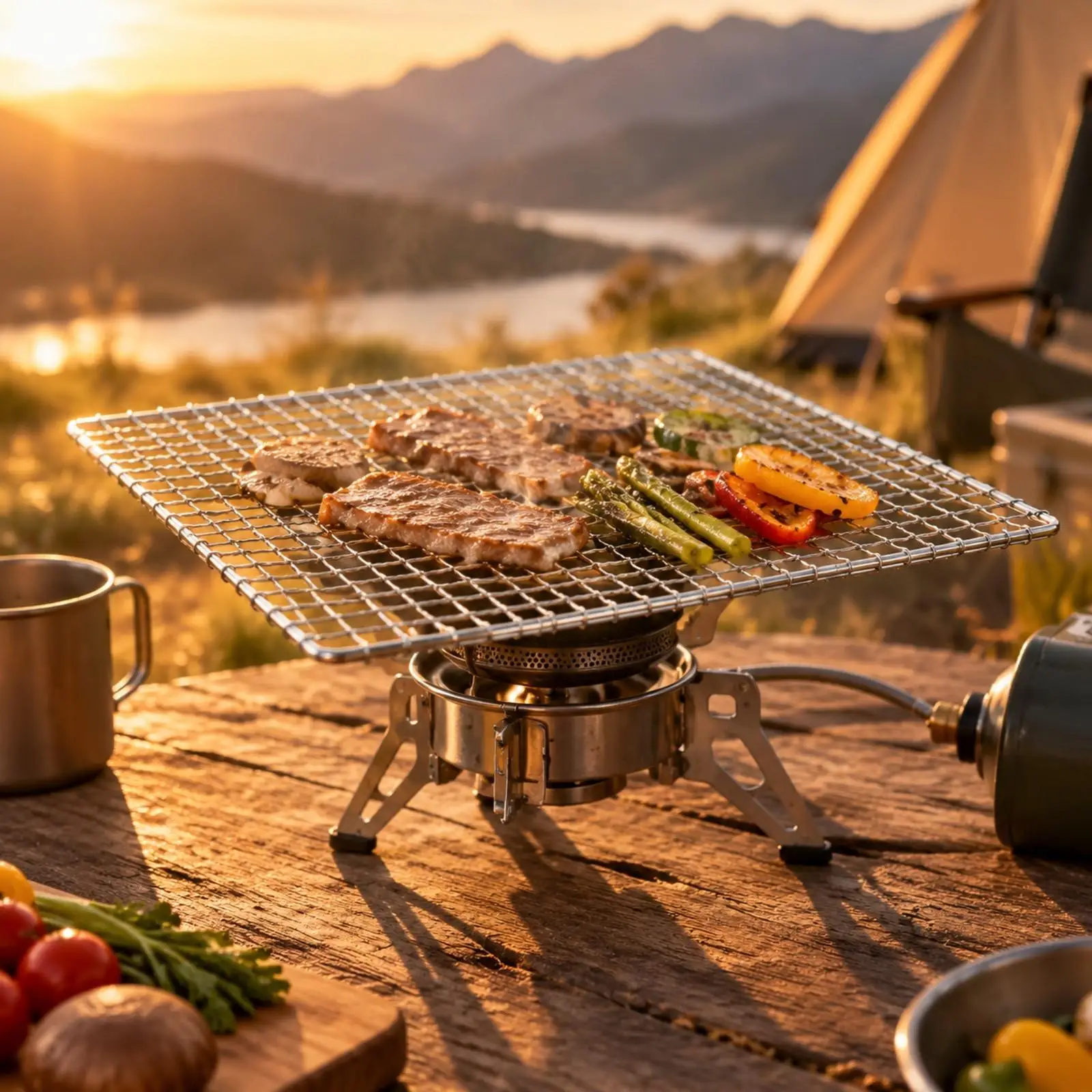 Heavy Duty Campfire Grill Mesh Rectangular Wire Rack for Outdoor Stove Fire Pit Cooking Surface
