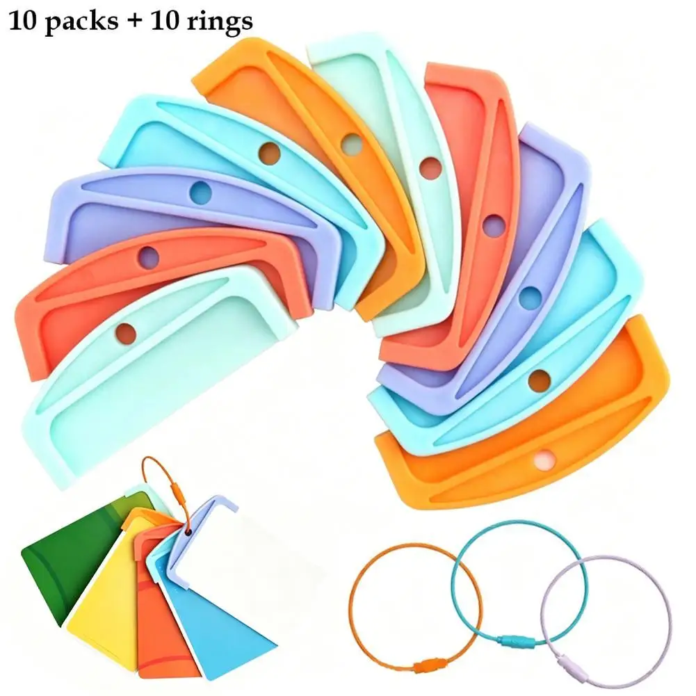 Reusable Plastic Card Holders for Yoto-Mini Cards with 10 Ring Loops, Portable Card Holder Set for Yoto Mini Player Audio Cards