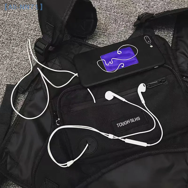 【NN71】Colete funcional à prova d'água ao ar livre, bolsa de peito com ferramentas táticas da moda, hip-hop, colete bonito, bolsa de peito portátil