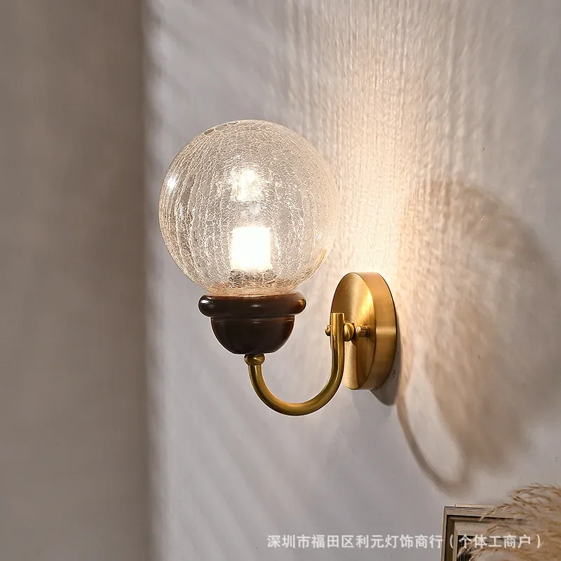 Vintage Brass Wall Sconce Medieval Style Bedroom Bedside Lighting American Retro Corridor Living Room Background Decor Lamp