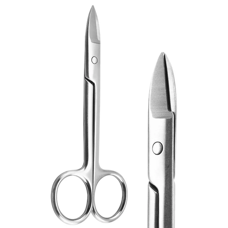 1Pcs Nail Scissors Multi-purpose Stainless Steel Cuticle Pedicure Beauty for Eyebrow, Eyelash, Dry Skin Curved Blade