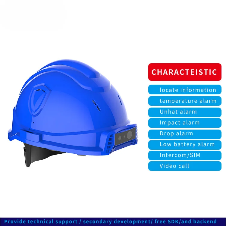 OEM Hdpe Hard Hats lavoro costruzione fotocamera industriale 4G 5G GSM Live Video View Mining GPS forestale casco di sicurezza elettrica