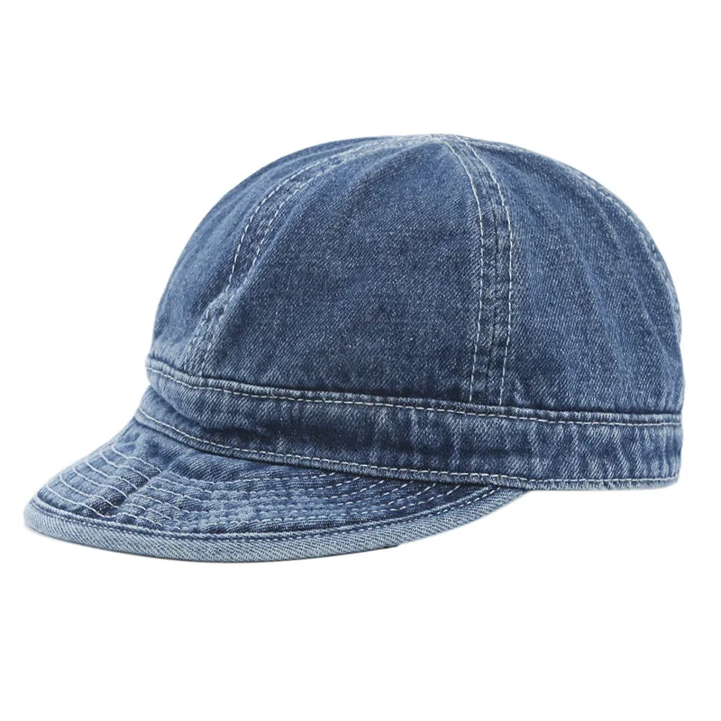 Vintage Curled Soft Top Cap for Men Short Brim Jeans Hat Casual Hip-hop Baseball Cap Sun Shade Solid Retro Denim Caps for Autumn