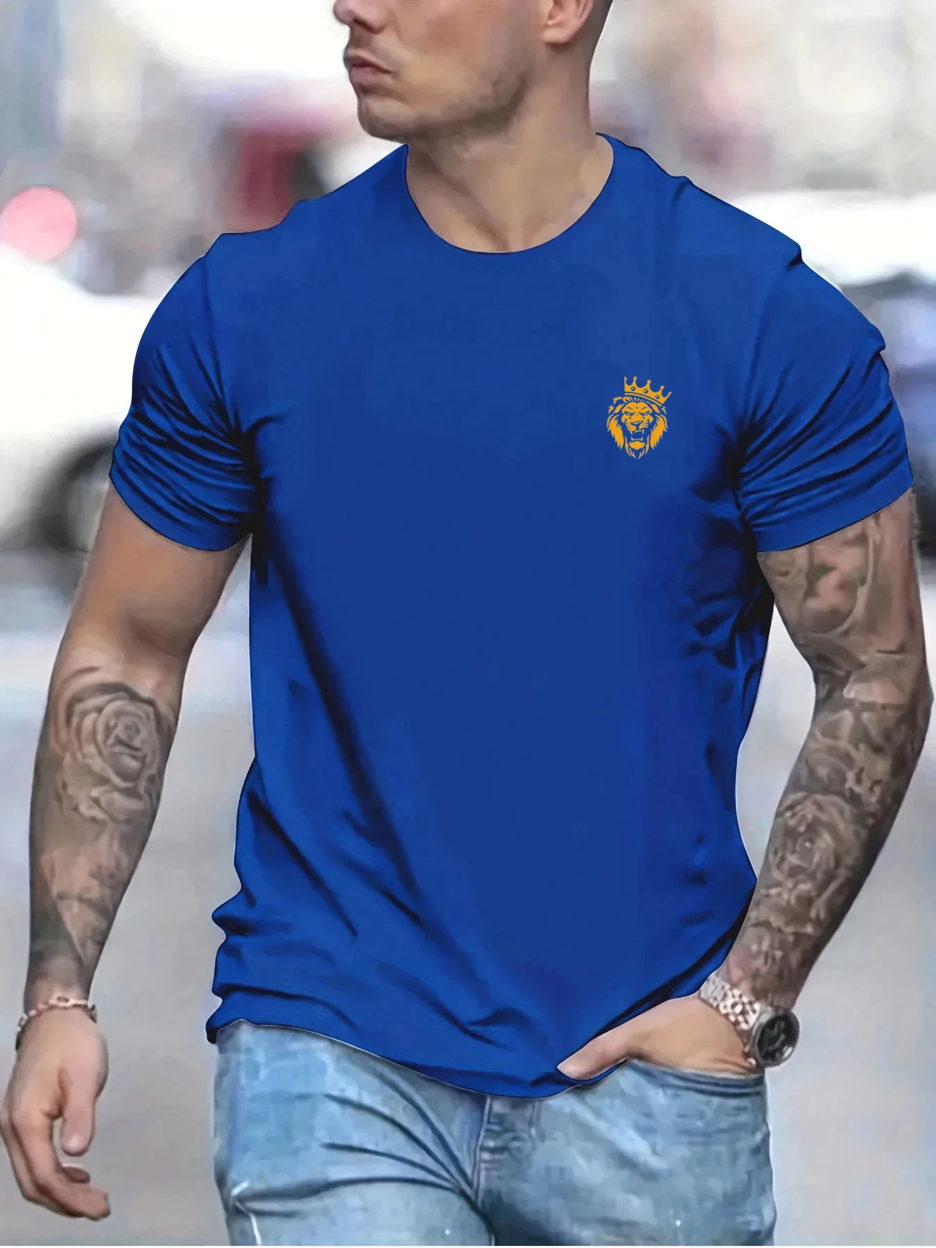 Lion Animal Print Men\'s T-Shirt Fashion Street Short Sleeved T Shirt For Men Casual Summer Top Breakable Loose Men Clothing