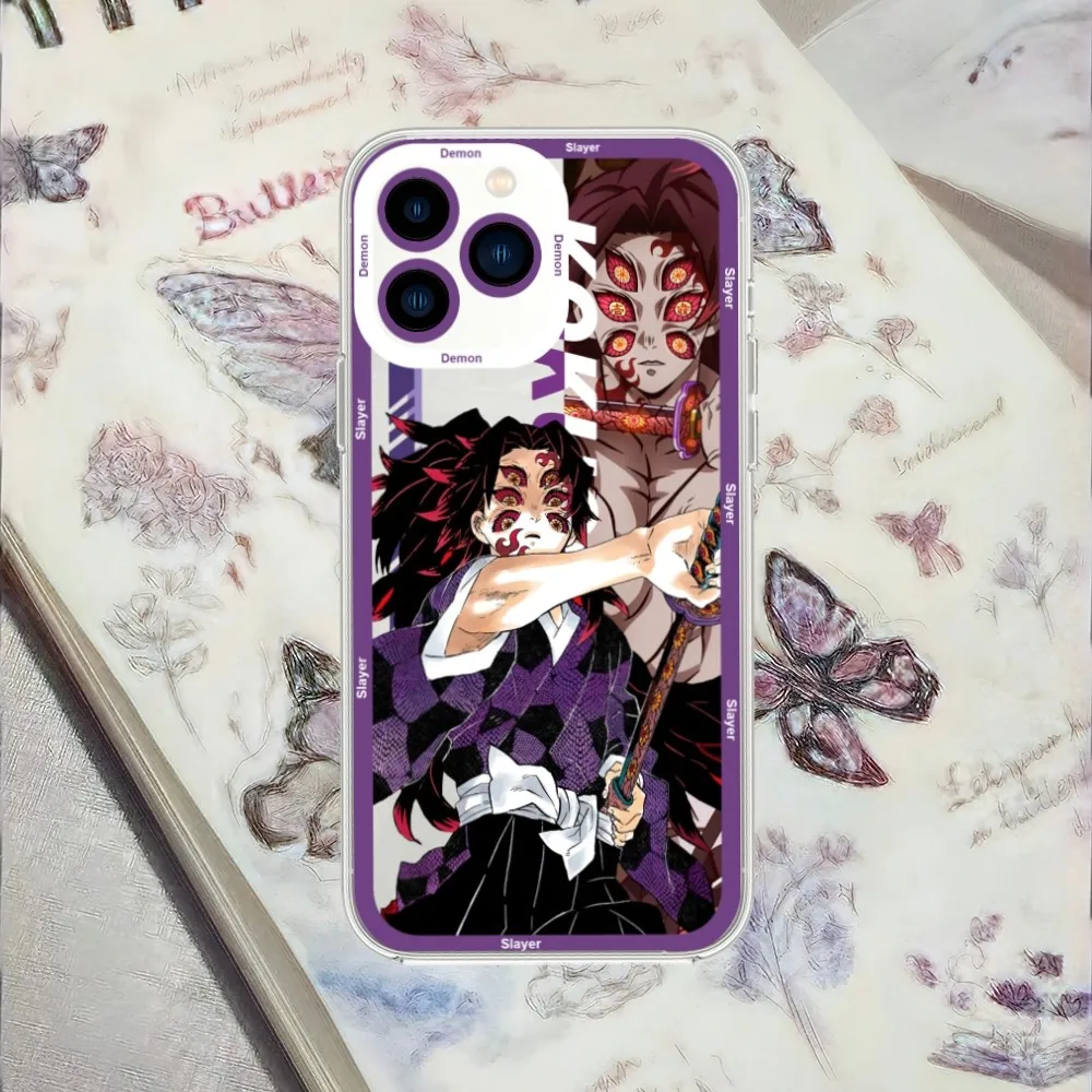 bilibili Demon Slayer Muzan Kokushibo Douma Phone Case For iPhone 13 14 15 Mini 11 12 Pro Max Transparent Shell