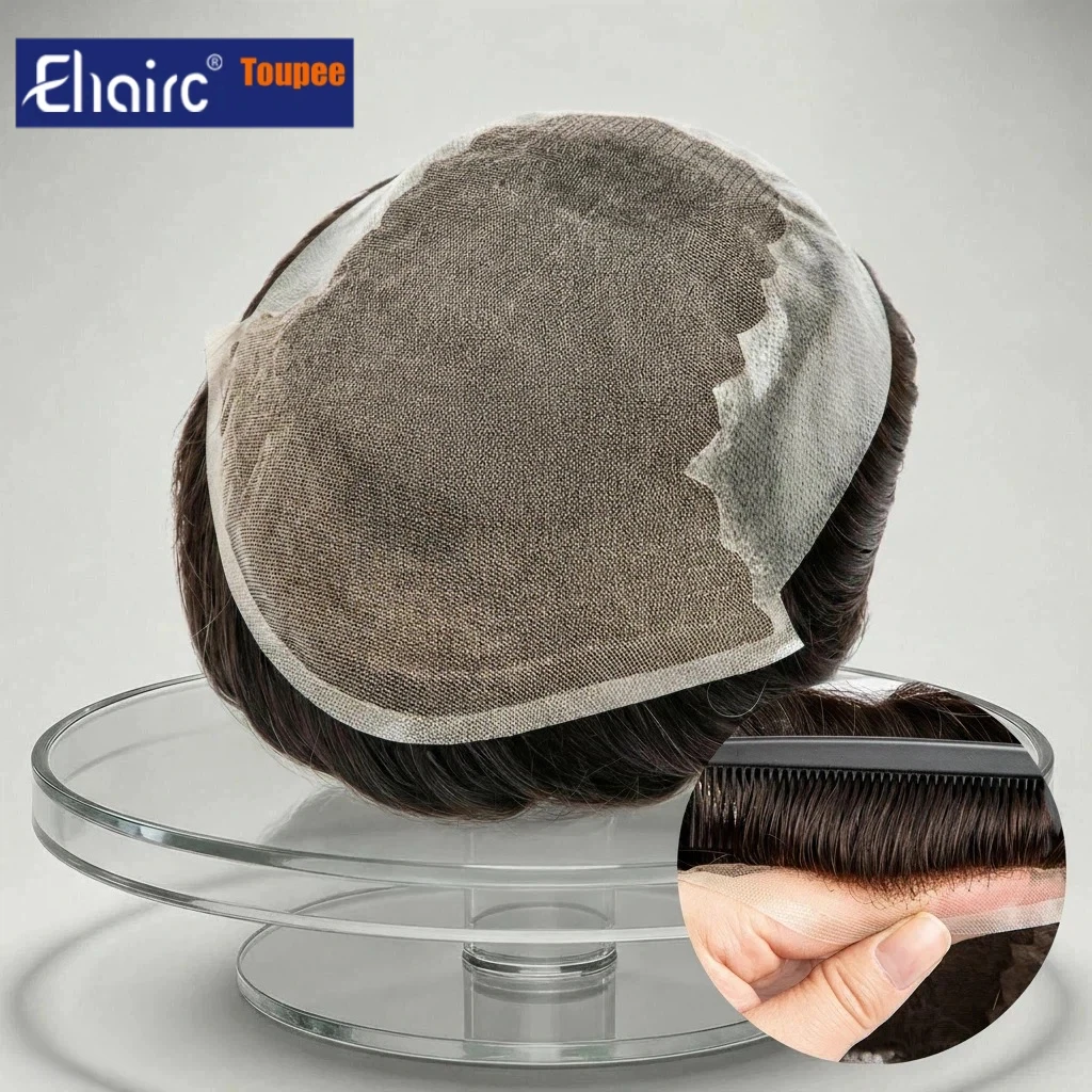 

NEW Q6 Toupee for Men Lace PU Base 100% Human Hair Wigs Natural Hairline Breathable Durable Natural Looking Mens Cosplay Wig