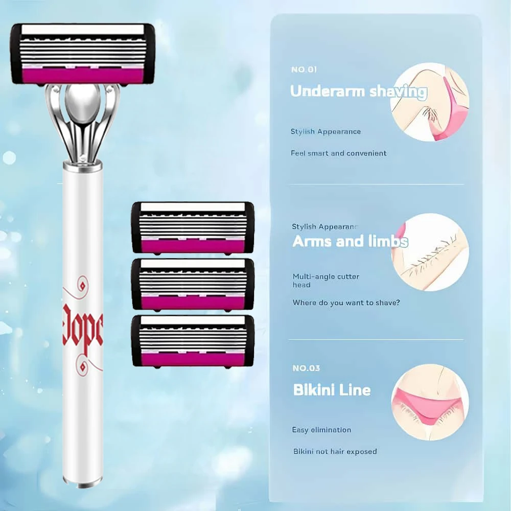 Fashionable Razors, Durable Blades, Easy-to-Replace Heads, Comfortable Handles, Essential Items for Ladies