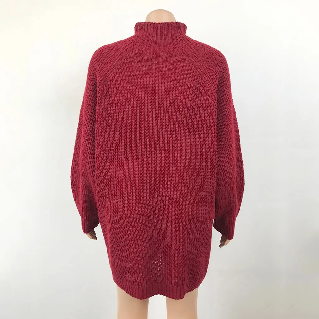 Women Turtleneck Sweater Dress Autumn Solid Long Sleeve Casual Elegant Midi Oversized Knitted Dress Winter Warm Knitted Dresses