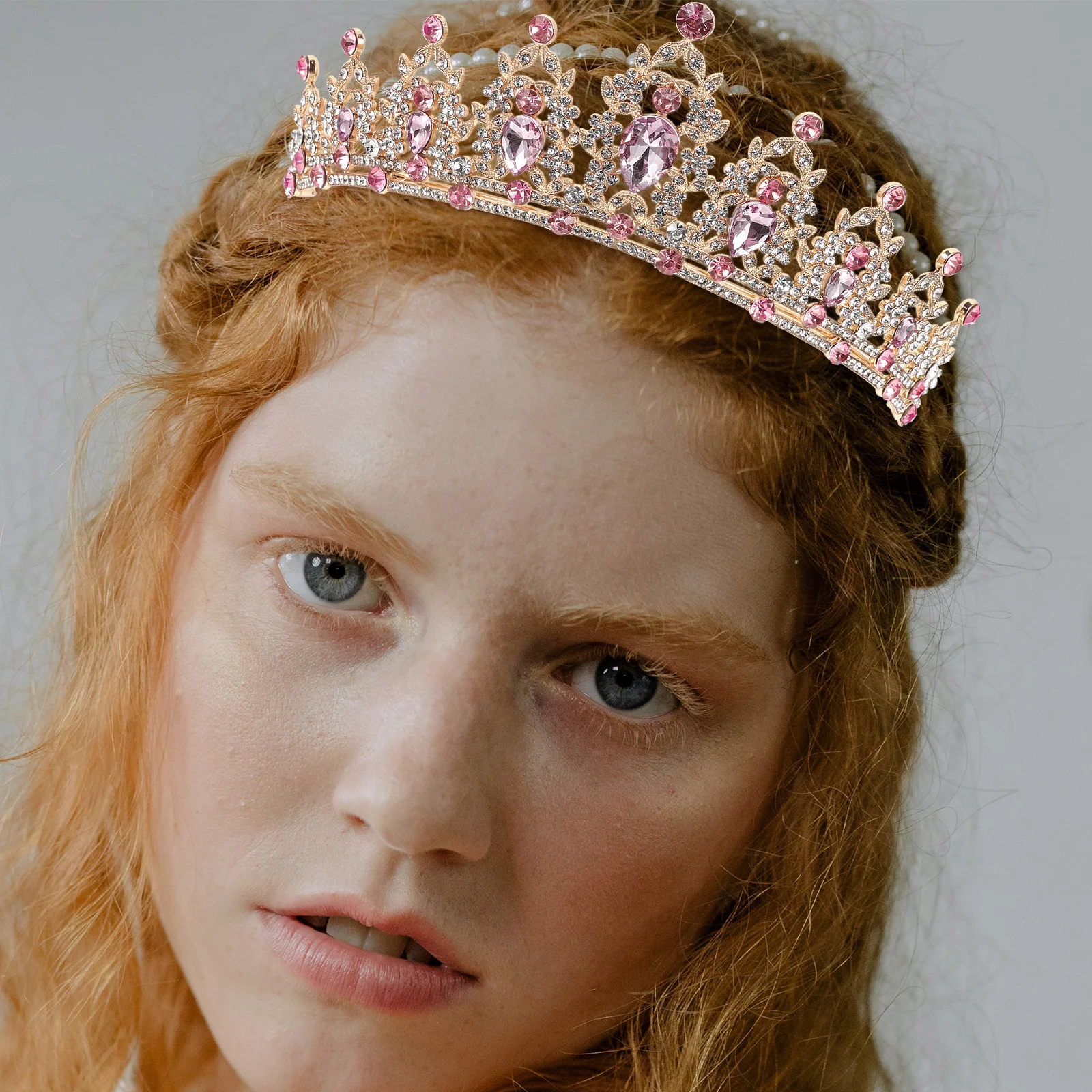 تاج تاج الزفاف من حجر الراين إكسسوار شعر الزفاف الأنيق للنساء لتزيين الحفلات الراقصة