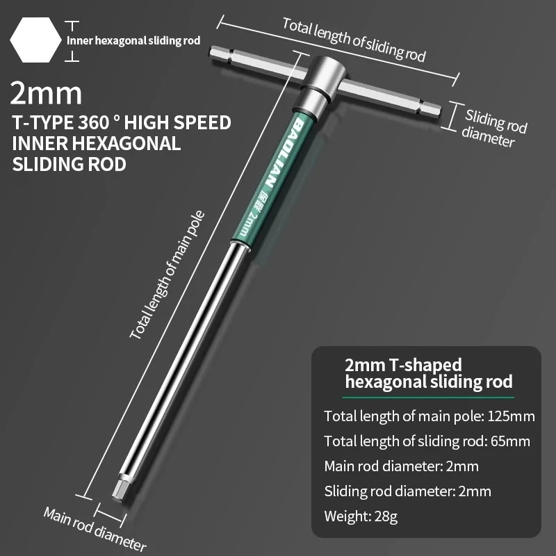 T/L 2,5/3/4/5/6/8/10 mm Torx-Schraubendreher T-Typ Inbusschlüssel Chromschlüssel T-förmiges Handwerkzeug Verlängerter T-Steckschlüssel