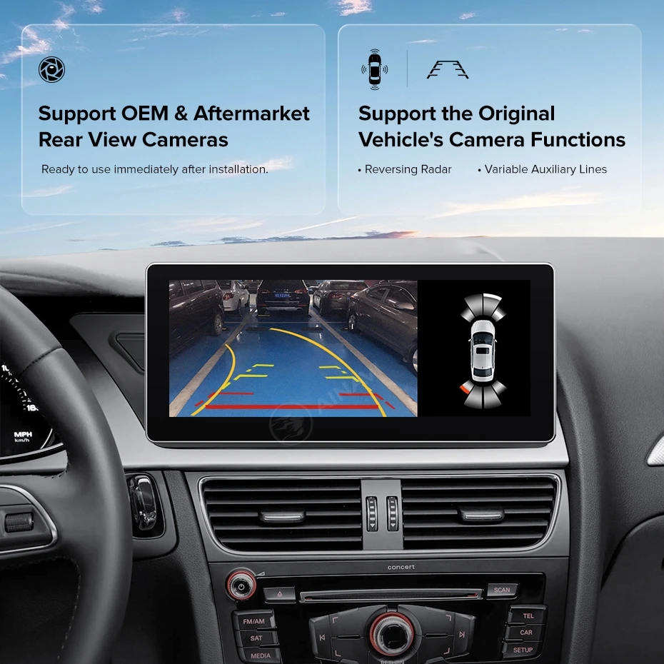 Radio para Auto AINAVI para Audi A4 A5, Carplay Inalámbrico, Android Auto, Bluetooth, 2 Din, Pantalla Táctil HD, Tecnología de Laminación Completa, Pantalla Carplay para Coche, Radio para Auto, 10.25 Pulgadas 4