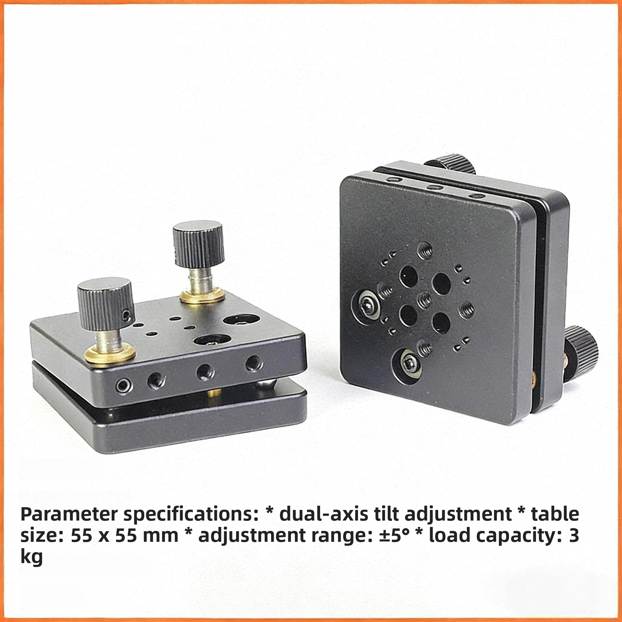 B-TP204 55x55mm Dual-Axis Tilt Platform – ±5° Pitch Adjustment, Micrometer-Driven, Compact Optical Alignment Stage
