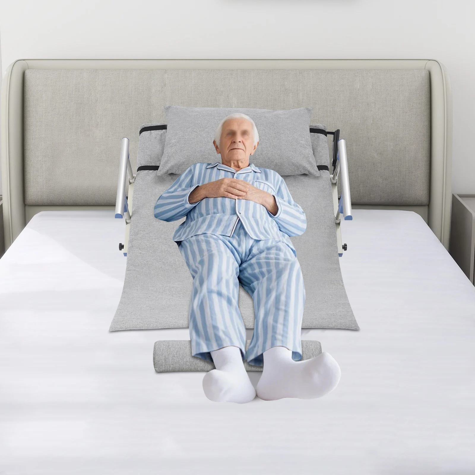 Elektrycznie podnoszone oparcie łóżka z gąbki o wysokiej elastyczności, szare 85 cm, elektryczne pomocnicze oparcie łóżka, obciążenie montażowe 150 kg do domu.