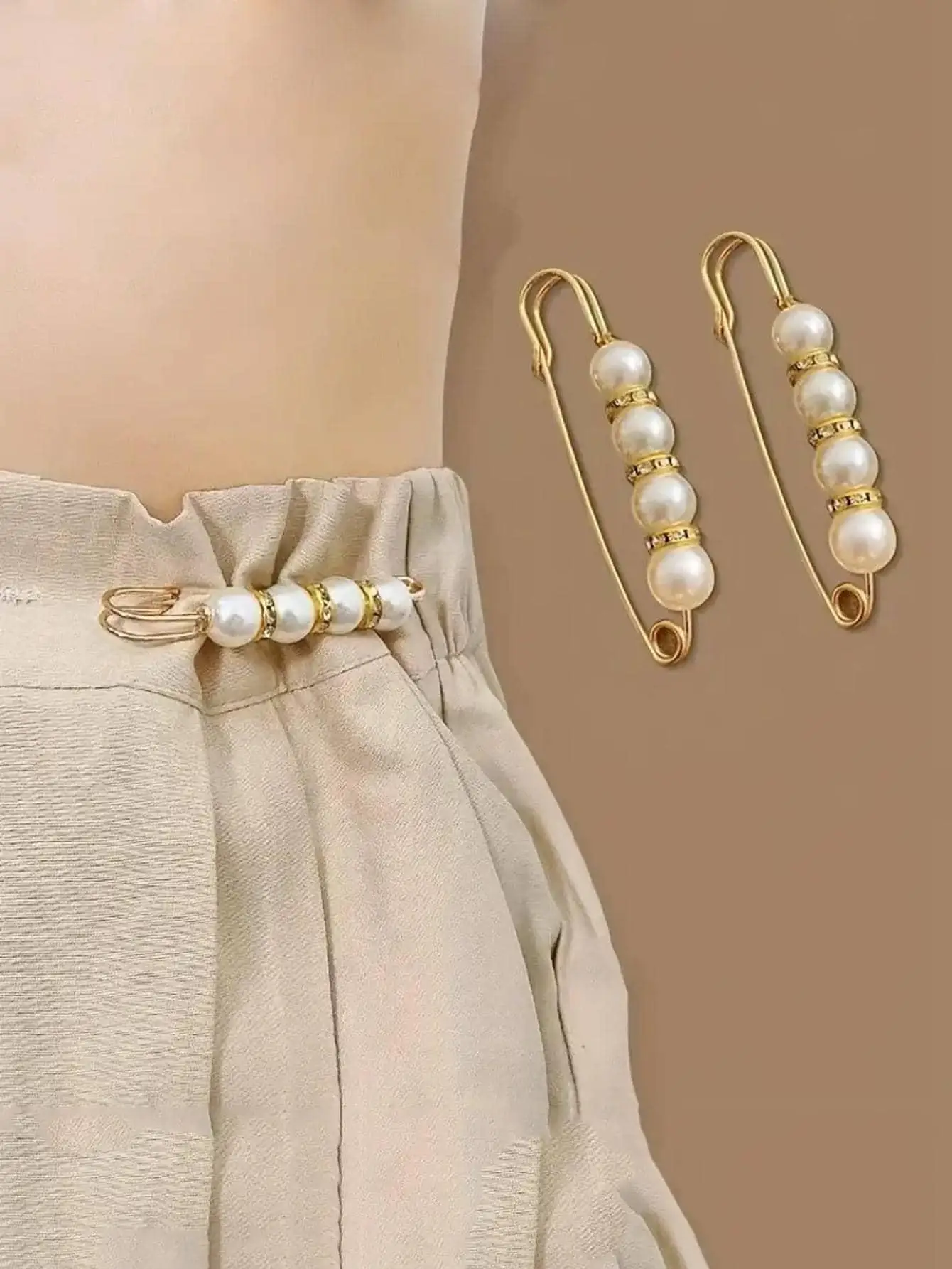 

2pcs Faux Pearl Decor Pin Design Waist Pin Summer, School Fall, Autumn, Halloween