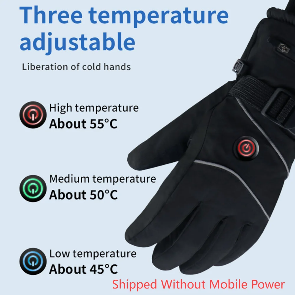 Heated Gloves 3 Heat Levels Electric Heated Hand Warmer Support Fingertip Waterproof Touchscreens For Hunting Fishing Running