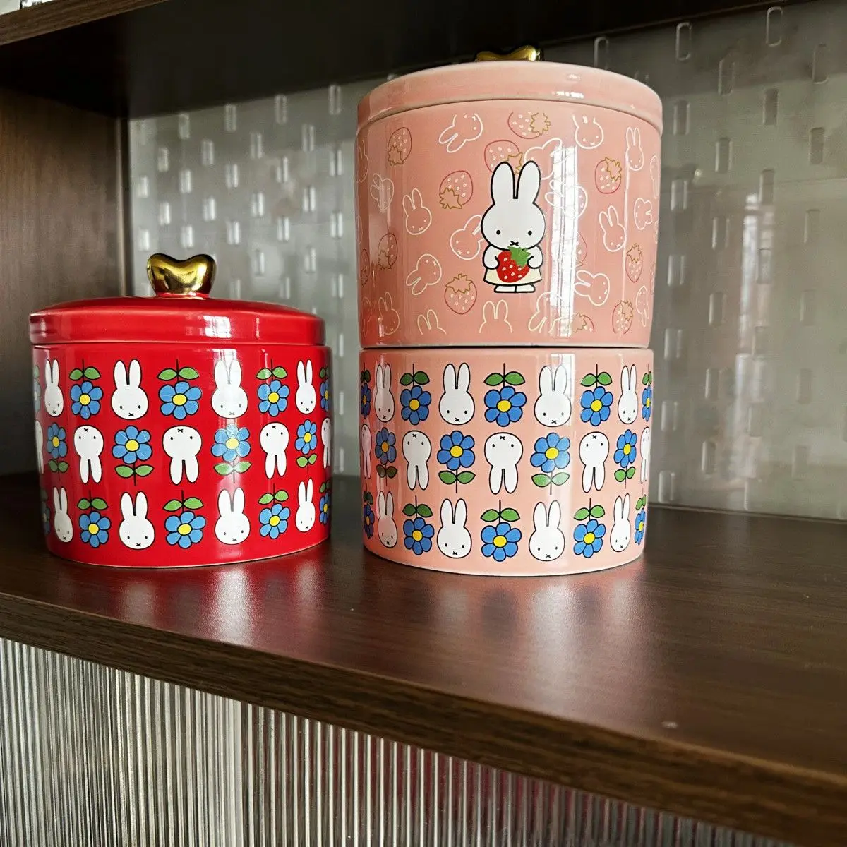 Imperfect Miffy Rabbit Decorative Jar Vintage Storage Can Ceramic Pot Pink Container Cute Cartoon High‑Appearance Fashion Cute