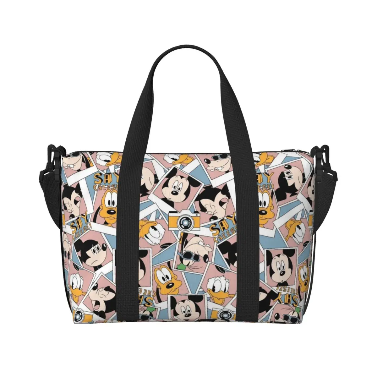 Custom P-Pluto Cartoon Grocery Shopping Tote Bag Women Big Capacity Beach Gym Travel Bags