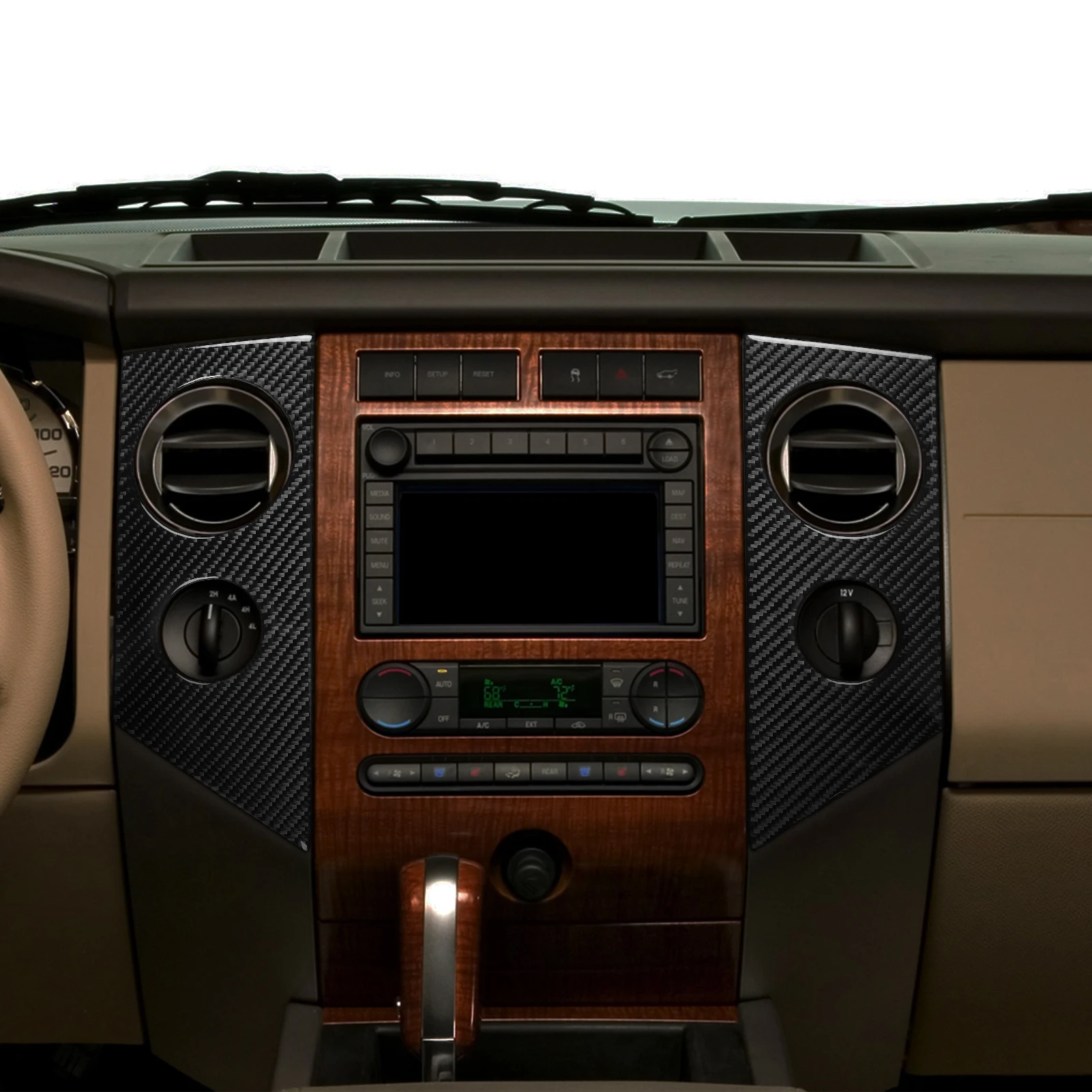 Real Carbon Fiber Car Accessories Center Air Vent Trim Cover Soft Sticker For Ford Expedition 2007 08 09 10 11 12 13 2014