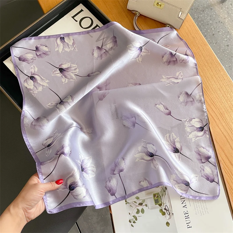 Fashion 100% Silk Satin Scarf Women Handkerchief Printed Bag Scarfs Female Square Head Bandana Small Neck Scarves For Ladies