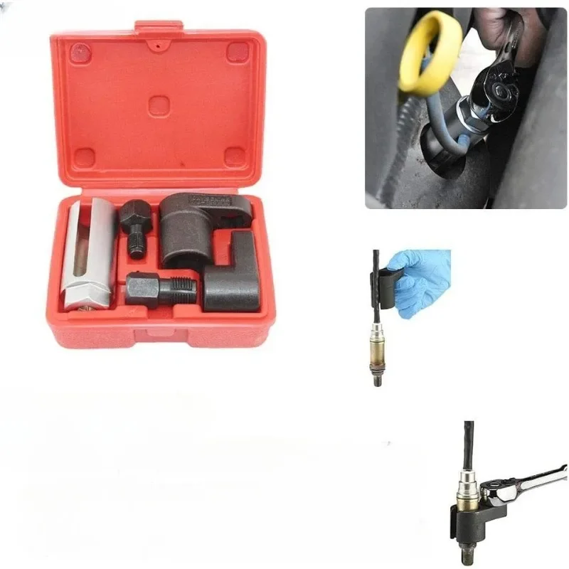 5pcs Oxygen Sensor Wrench Kit for Auto O2 Socket Removal Install Offset Vacuum Sensor Socket Thread Chaser Tool