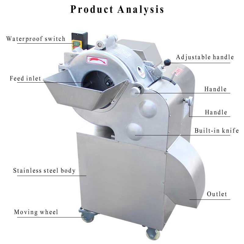 Commercial Large Capacity Root Fruit Cutter Slicing Chopper Ginger Potato Onion Carrot Dicing Cube Vegetables Cutting Machine