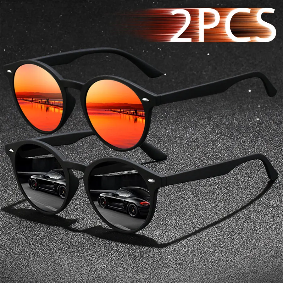 2-3Pieces Fashion Vintage oval Sunglasses Men Women Fishing Driving Man Luxury Brand Designer Sun Glasses Retro Eyewea