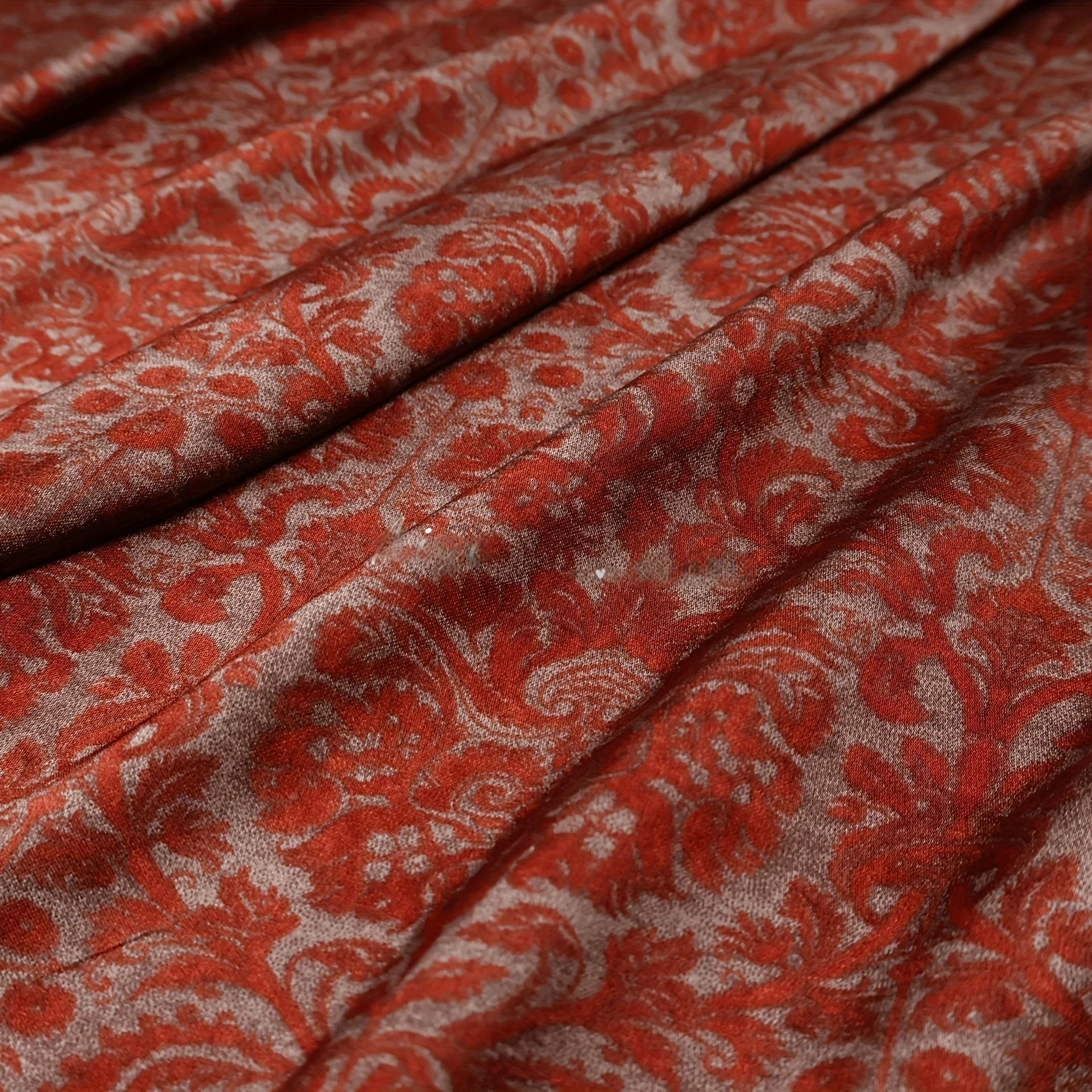 2 Yards of Glossy Silky Draped Retro Dark Red Totem Print Imitation Silk Satin Fabric Cheongsam Han Dynasty Silk Scarf Fabric