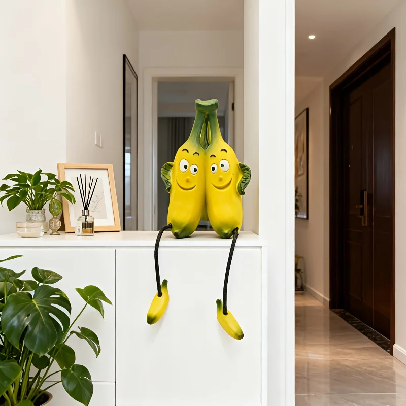 Cute Cartoon Fruit Shelf Sitter Figurines Resin Pineapple Banana Lemon Orange Decor Funny Home Decor for Room Party Gifts
