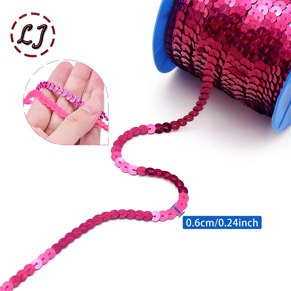 New 10yds 6mm PET Round Flat Laser Giltter Paillettes Sequins for Crafts Sewing on Cloth Accessory Sequin Trim scrapbooking DIY