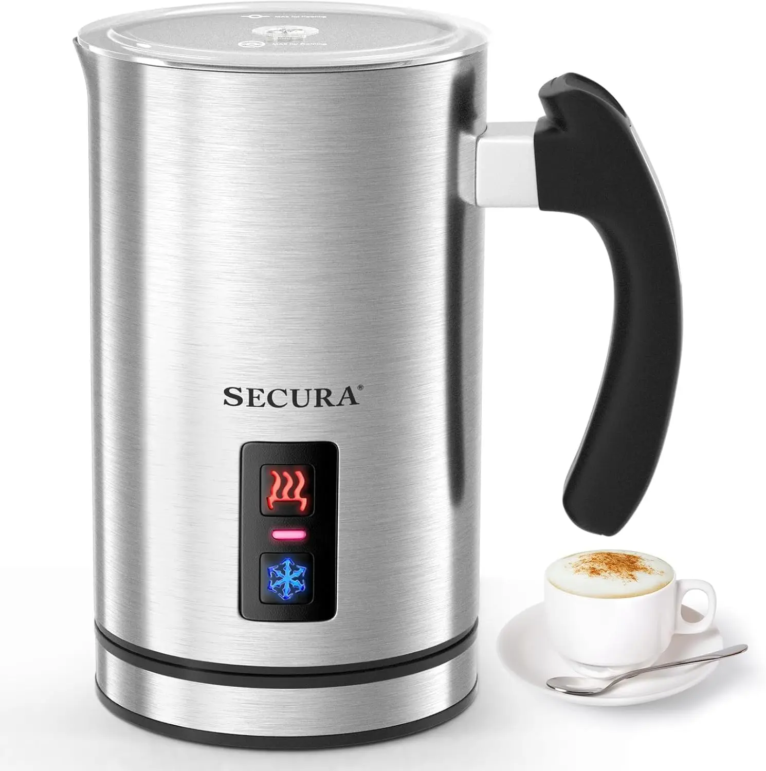 Automatic Milk Steamer Warm or Cold Foam Maker for Coffee, Cappuccino, Latte, Stainless Steel Milk