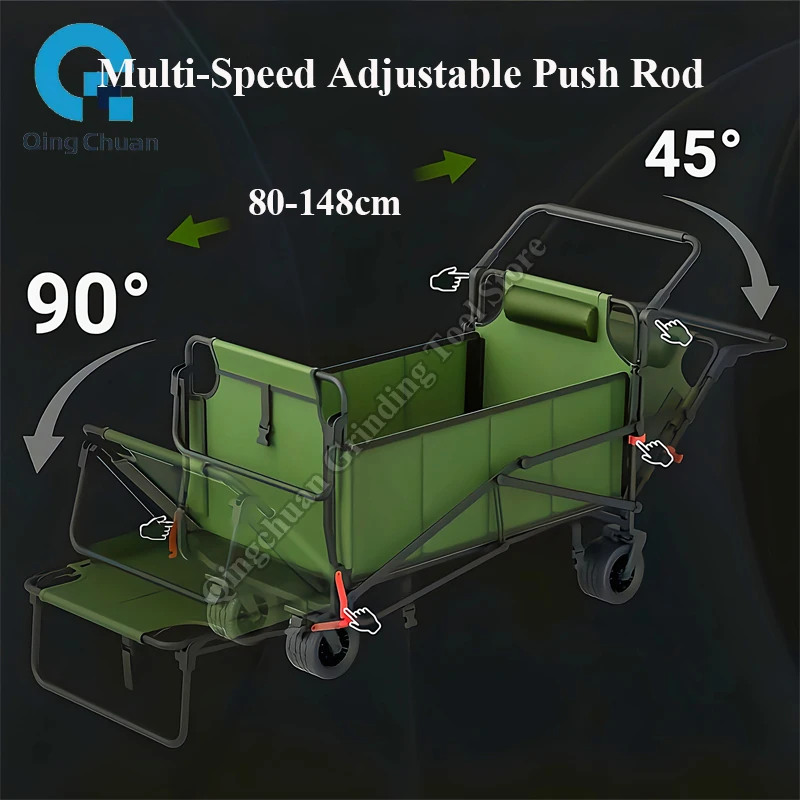عربة تخييم متعددة الوظائف في الهواء الطلق كبيرة الحجم حديقة الشاطئ مقطورة يدوية يمكن الجلوس والاستلقاء عربة التخييم المحمولة #2