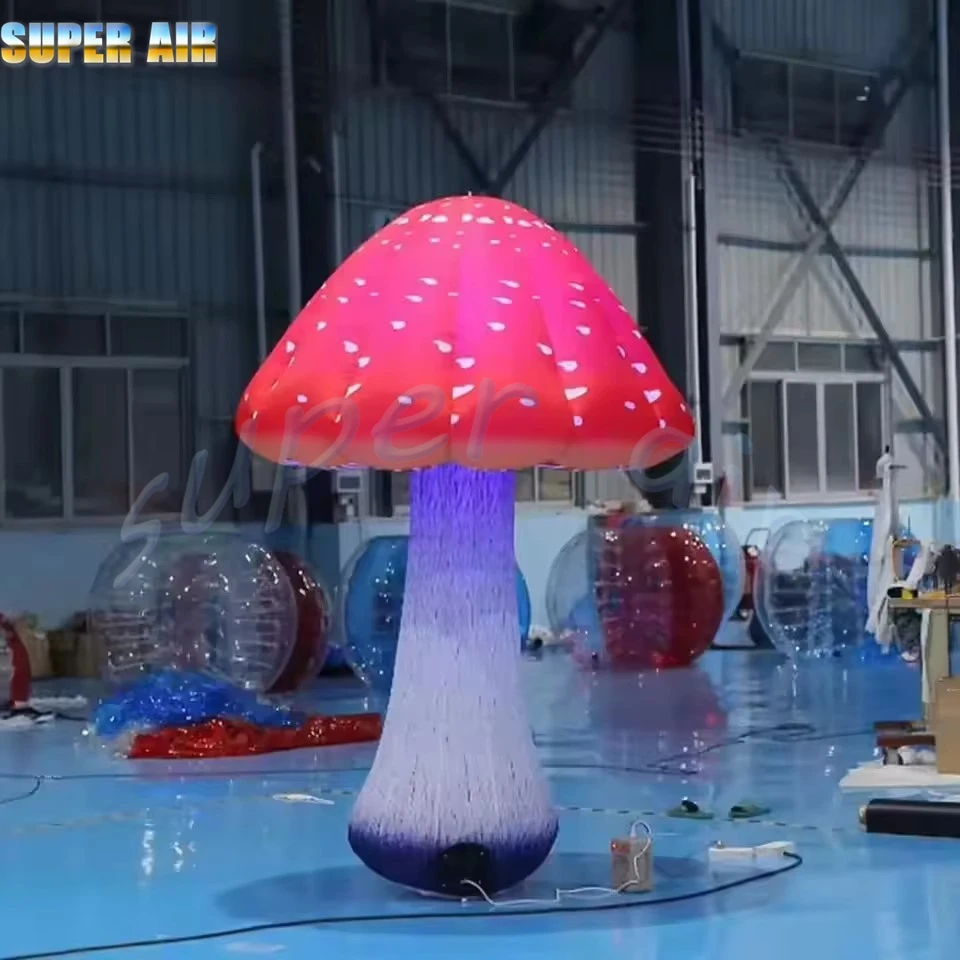 装飾用の送風機付きの巨大な照明装飾新しいスタイルの黄色のインフレータブルキノコ