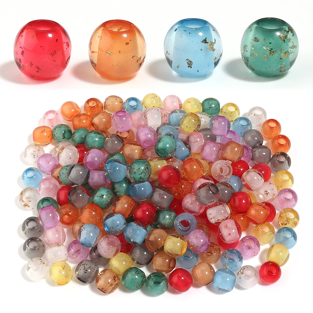 20 Stück/Set 9x10mm Goldfolie gefärbte Kernperlen aus transparentem Harz, lose Abstandsperlen für Schmuckherstellung, DIY Armband, Halskette, Handarbeit