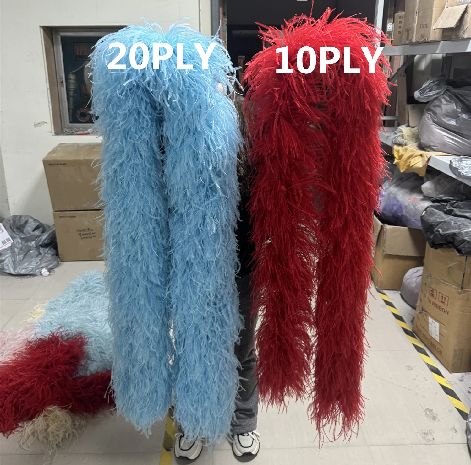 

10Ply 20Ply Fluffy Ostrich feathers boa Customized 0.5M 2M 3M Ostrich Feather Trims Plumas Decoration Dress Sewing Accessory