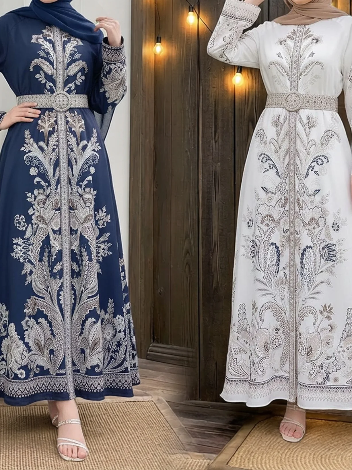 

Long Skirt with Wide Hem Stand Collar Bell Sleeve Ethnic Style Modest Dress Women's Fashion Traditional Chinese Costume