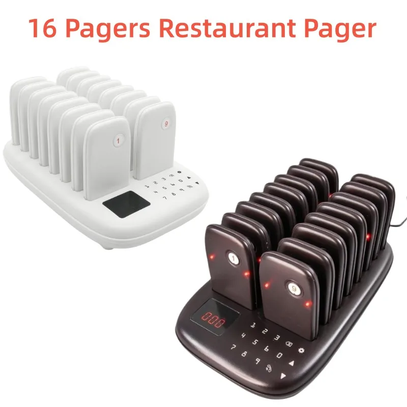 Restaurant Pager System,Pagers for Restaurants,Mute Function,Max 998 Beepers,Touch Keypad,16 Pagers, for Church,Hospital,Clinic