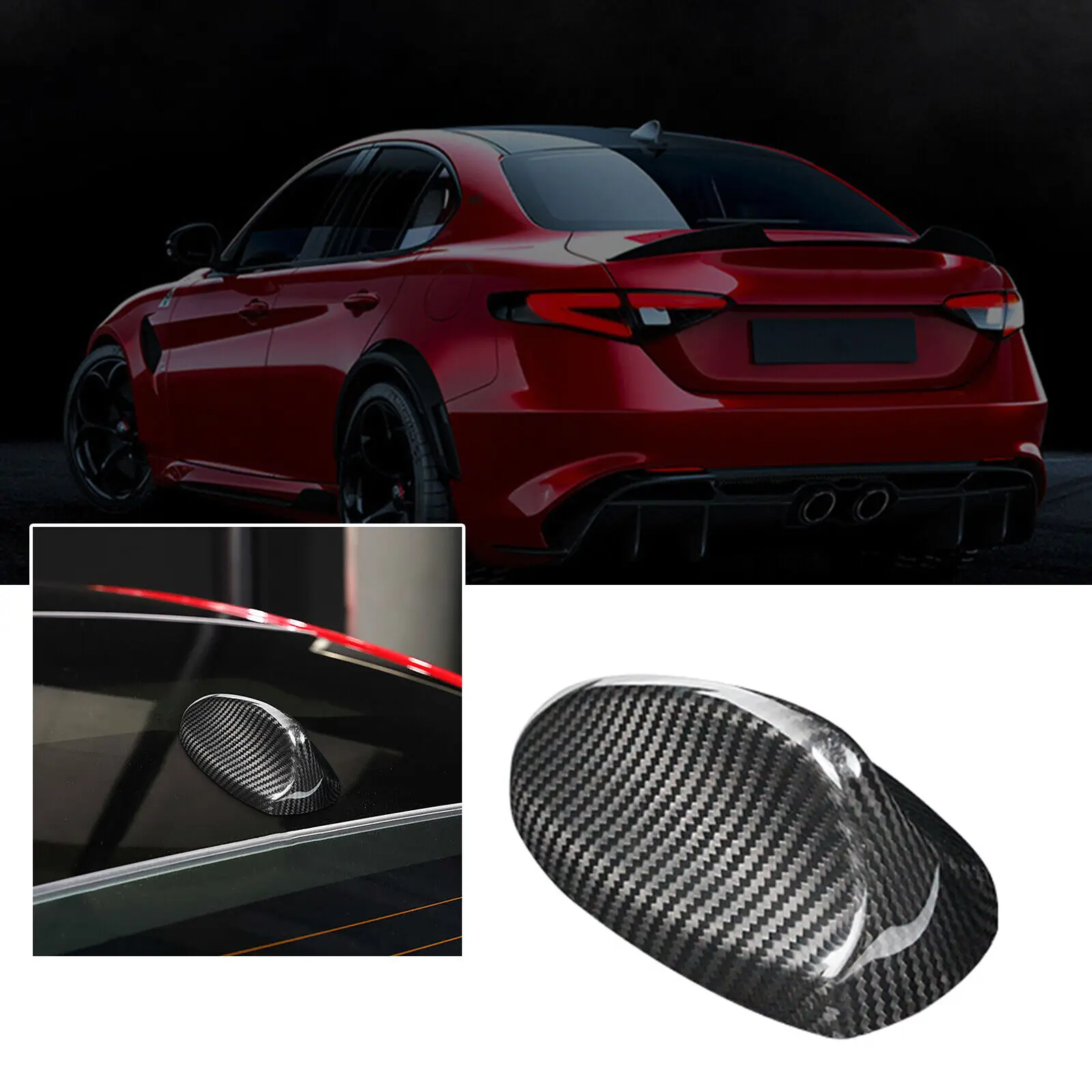 

Antenna Cover Trim For 2017-2020 Alfa Romeo Stelvio Giulia Real Carbon Fiber Black