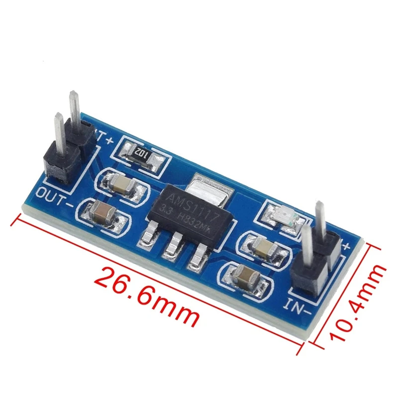 Módulo de alimentación de 3,3 V y 5V, cabezal de pin sin soldadura, AMS1117, 3,3 V y 5V