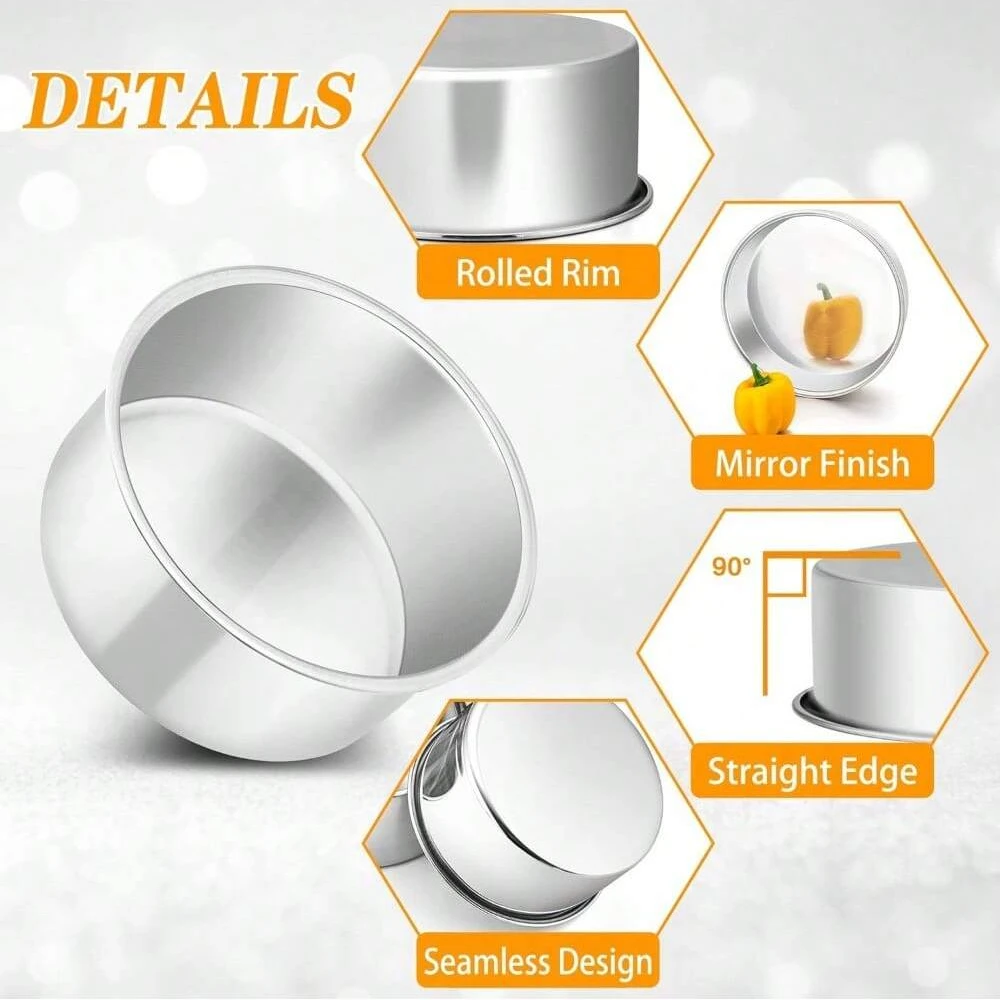 4PCS Small Aluminum Cake Pan 4 Inch Solid Baking Mold Easy Clean Round Baking Tins Bakeware for Mini Pizza