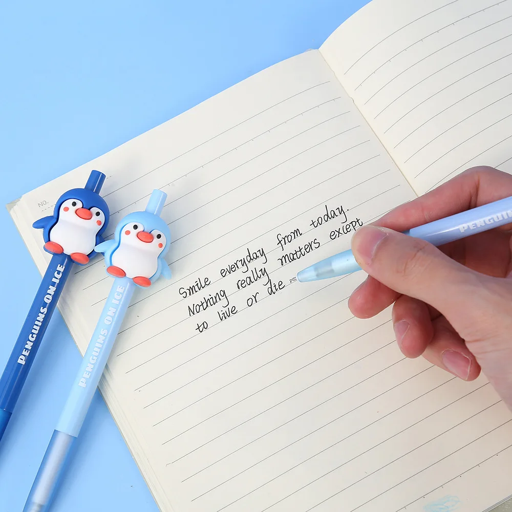3 Pcs/lot 0.5mm Penguin Mechanical Gel Pens School Office Writing Supplies Cute Gift Prizes Cute Stationery