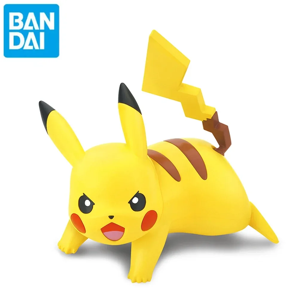 Original Bandai Pokemon Figures Kit Quick Series Pikachu Battle Stance Diy Figure Assembly Collectible Ornaments Figure Toys