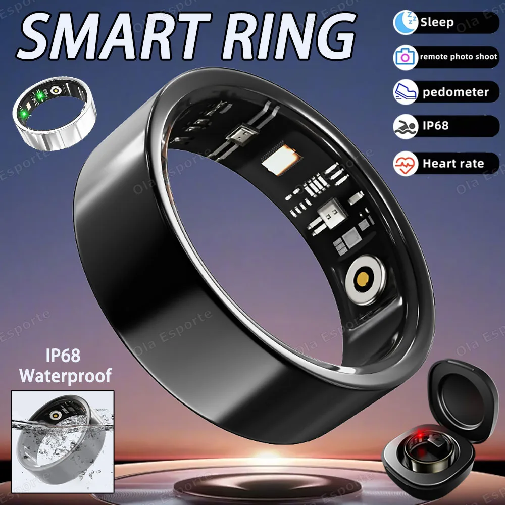 

New Smart Ring 2025 Men Women Heart Rate Health Sleep Monitor Multi Sport Modes IP68 & 5ATM Waterproof use To 3-Day Battery Ring