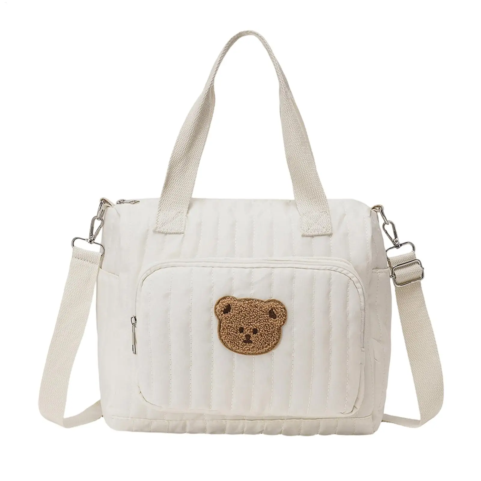 

Tote Diaper Bag For Women Bear Pattern Shoulder Organizer Tote Large Diaper Bag With Adjustable Shoulder Strap For Travel Work