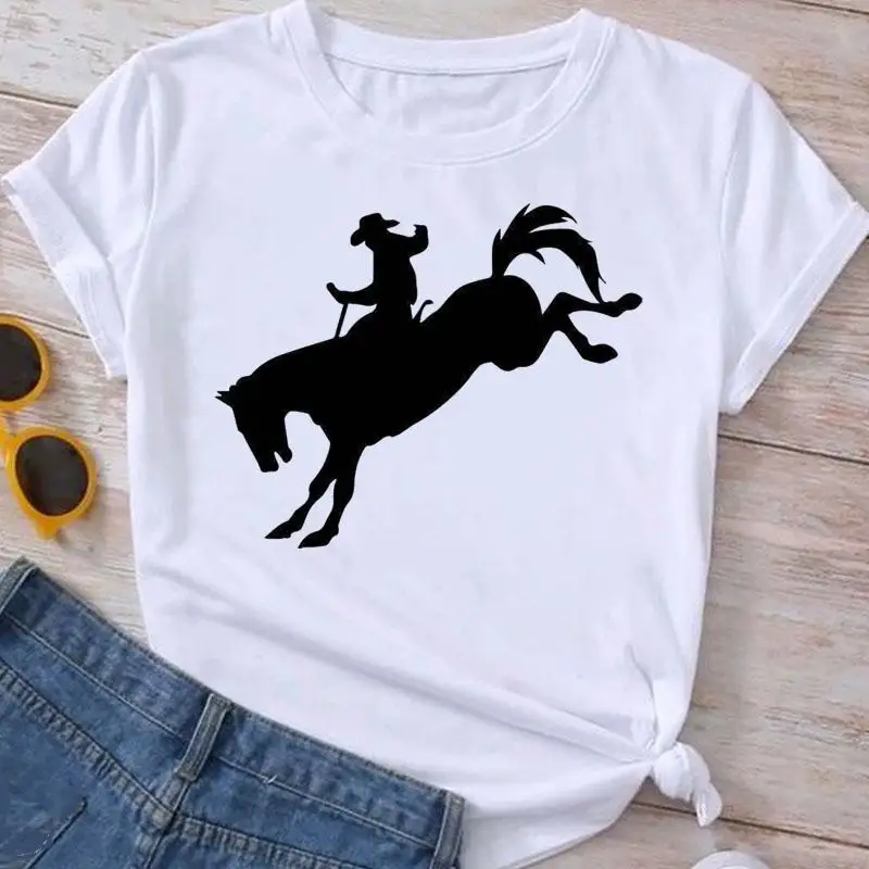 Watercolor Horse Love Graphic T Shirt Fashion Clothes Summer Tee Ladies Cartoon Clothing Short Sleeve Women T-shirt Female Top