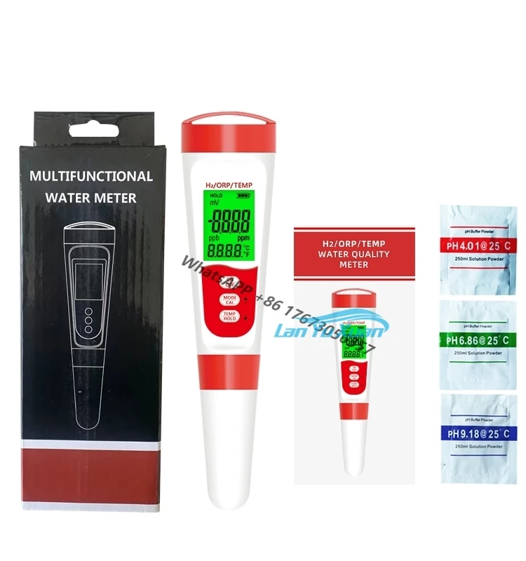 Digital 3 em 1 Água Tester, H2 ORP TEMP Meter, 2 pcs