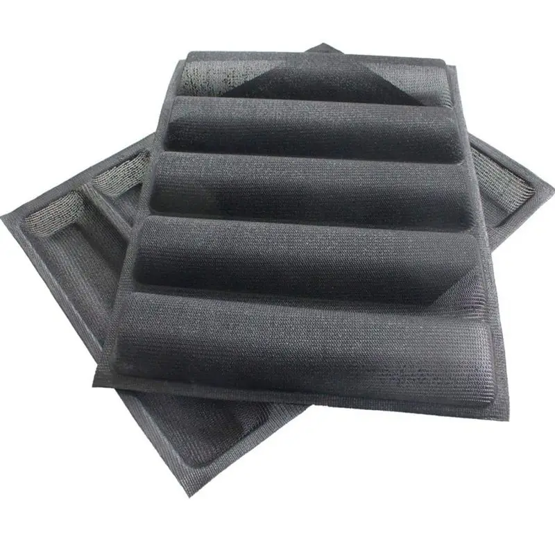 A97G 2Pcs Silicone Perforated Baking Forms Sandwich Mold French Bread Pan Food Mat 5 Loaf Non-Stick Baking Liners